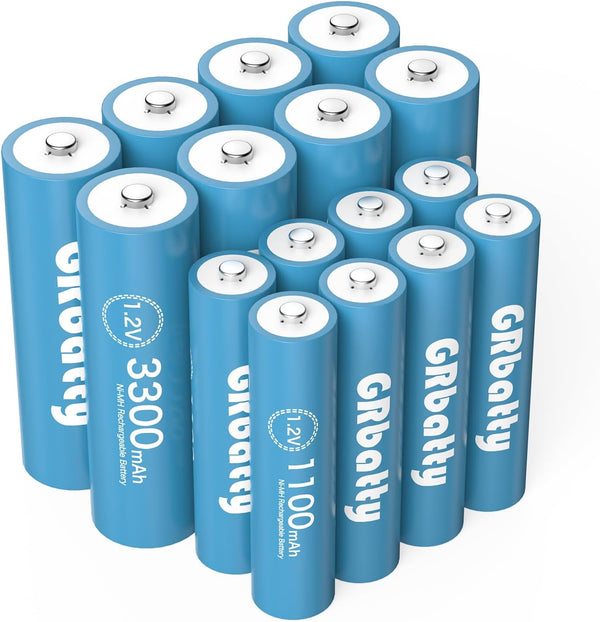 8 Pack AA AAA Rechargeable Batteries, NiMH 3300mAh AA and 1100mAh AAA