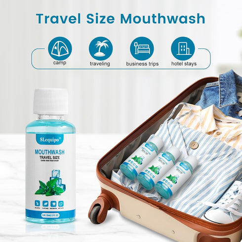 25 Travel Size Mouthwash Bulk Mini Bottles, 1.2oz/35ml Fresh Mint Portable Mouthwash for Toiletry Kits