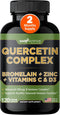 Organic Quercetin with Bromelain, 500mg Quercetin Supplements, Vitamin C and Zinc, Bioflavonoids for Healthy Immune