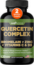 Organic Quercetin with Bromelain, 500mg Quercetin Supplements, Vitamin C and Zinc, Bioflavonoids for Healthy Immune