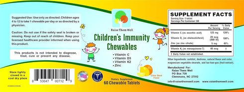 Kids Vitamin C and Immune Support - Citrus Flavored 60 Chewable Tablets