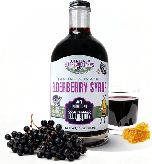 Heartland Elderberry Farms Heartland Organic Elderberry Syrup - Cold Pressed Elderberry Juice, Zero Water Added