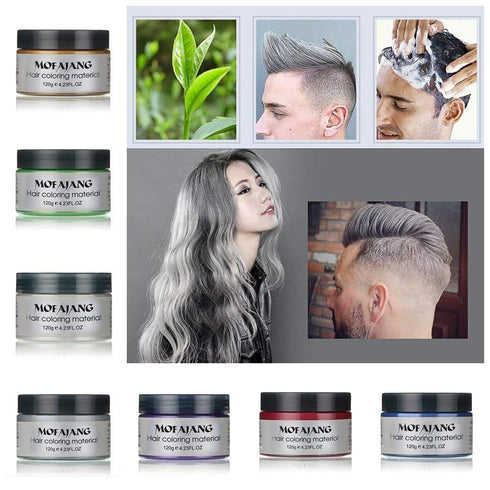 Unisex Hair Wax Color Dye Styling Cream Mud, Washable Temporary Pomade for Natural Hairstyle, Party Cosplay (Green)