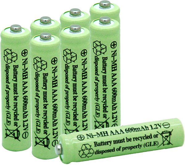 Solar Light Batteries AAA NIMH 600mAh 1.2V Rechargeable for Garden Lights, Remotes, Mice (8Pcs)