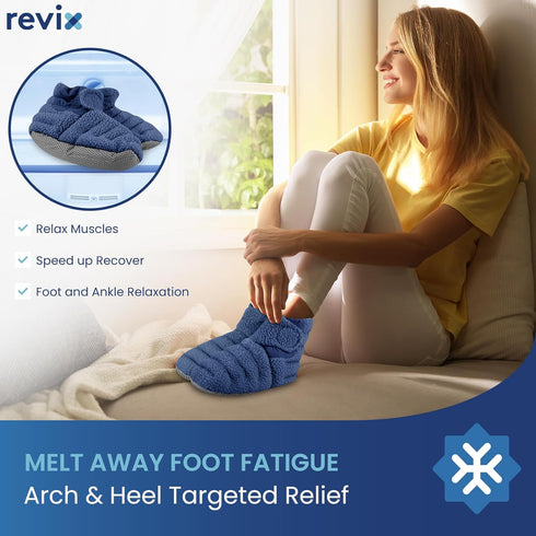 REVIX Microwavable Booties for Cold Feet Moist Heat Therapy, Heated Slippers Women & Men for Soothing Cold Foot