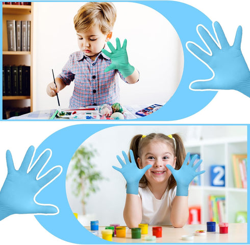 Disposable Nitrile Gloves for Kids - Ages 5-12, Latex Free Gloves for Crafting and Cleaning