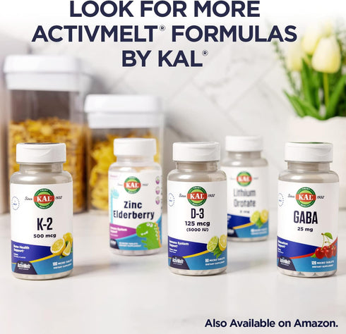KAL Zinc Plus C, Instant Dissolve Vitamin C and Zinc, Natural Tangerine Flavor, 90 Servings, 90 Micro Tablets