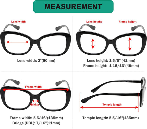 Eyekepper 4-Pack Chic Reading Glasses for Women, Oversized Readers +0.50