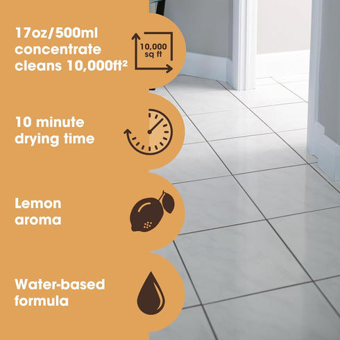 Furniture Clinic Stone & Tile Floor Cleaner, Easy Application, Quick-Drying with Lemon Aroma, 17oz / 500ml