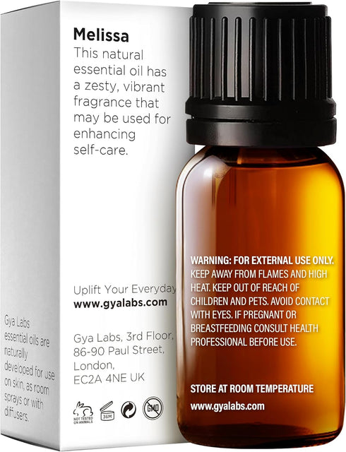 Gya Labs Melissa Essential Oil for Candle Making Scents - 0.34 Fl Oz Natural Melissa Oil