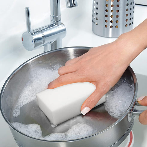 100 Pack White Melamine Foam Sponge Cleaning Pads, Lightweight Non-Scratch Scrub Sponge for Kitchen and Furniture