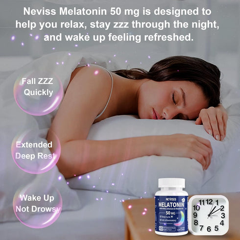 Melatonin 50 mg for Adults - Fast Dissolve Chewable Sleep Supplement with Vitamin D3 & MSM, 120 Servings for Deep Sleep