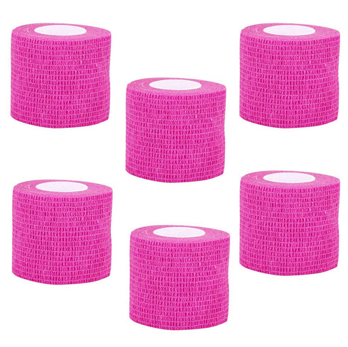 VideoPUP Tattoo Grip Cover Wrap - 6PCS Disposable Cohesive Elastic Bandage Handle Grip Tube (Phosphor Pink)