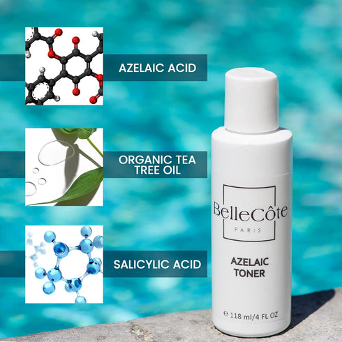 Skin Care Acne Treatment Toner - 10% Azelaic Acid, 2% Salicylic Acid, Tea Tree Oil Serum for Acne and Rosacea | 4oz
