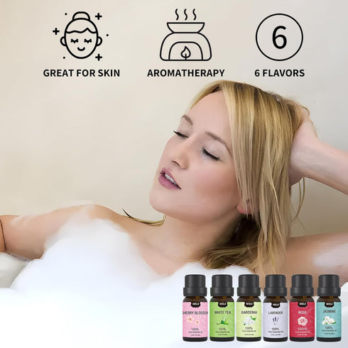 Essential Oils Set | 6 x 10 ML for Diffuser, Aromatherapy, Candle & Soap Making