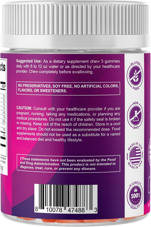 Gummies 7G 240 Gummies, Vitamatic Prebiotic Fiber for Adults, Extra Strength, Zero Sugar Added, Pectin Based Digestive
