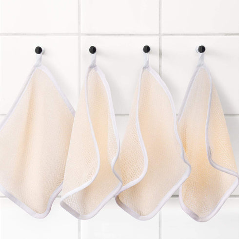 Tatuo 15 Packs Exfoliating Face Body Wash Cloths, Soft Weave Bath Towel for Women and Men (White Edge)