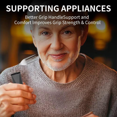 ONSET GO Set 6-Piece Adaptive Utensils for Elderly, Easy Grip Non-Slip Cutlery for Disabled Adults, Stainless Steel