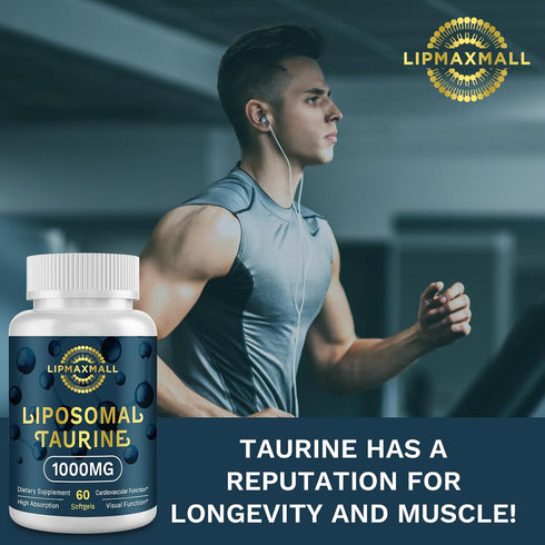 Liposomal Taurine Supplement 1000mg - High Absorption Amino Acid for Heart, Nerve, Brain & Muscle, 60 Softgels