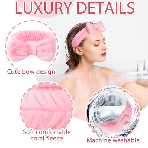 Fmeida Spa Headband and Wristband Set - Light Blue, 3 Pack Spa Night Essentials for Women