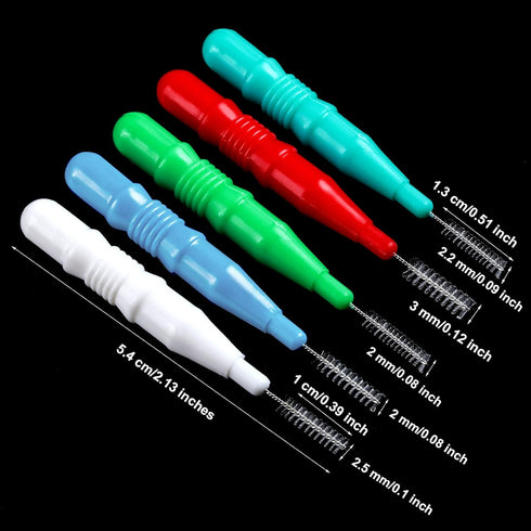 50 Pieces Braces Brush for Cleaner Interdental Brush Toothpick Dental Hygiene Flosser Tool (Red, White, Green, Light