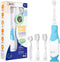 SEAGO Toddler Electric Toothbrush for Ages 0-3, Smart Timer, Suction Base, 4 Replacement Brushheads (Blue-C)