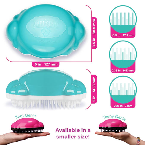 Knot Genie Original Full Size Detangling Hair Brush for Kids (Aquamarine Dream) - Perfect for Curly Hair