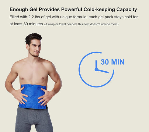 Koo-Care Reusable Large Gel Ice Pack, Hot Cold Compress for Injuries, Fits Shoulder, Arm, Back, Knee, Pack of 2 (11" x