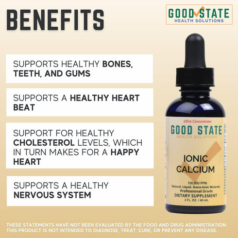 Good State Liquid Ionic Calcium Ultra Concentrate - 10 Drops Equals 50 Mg - 100 Servings