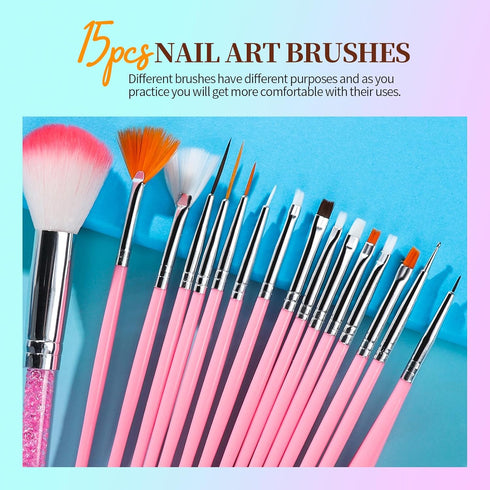 Teenitor Nail Art Kit for Beginners - Nail Art Supplies with Brushes, Dotting Tools, Stickers, Rhinestones, Foil, Tapes
