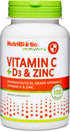 NutriBiotic Vitamin C + Vitamin D3 & Zinc, 100 Capsules | Comprehensive Immune Support | Antioxidant Daily Supplement,
