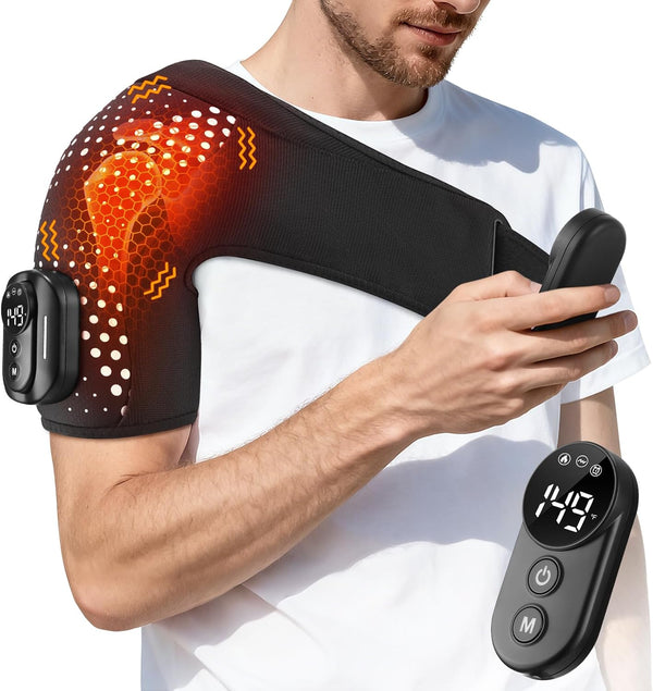 YUANBO Cordless Shoulder Heating Pad, Portable Shoulder Massager Heated Shoulder Wrap & Brace