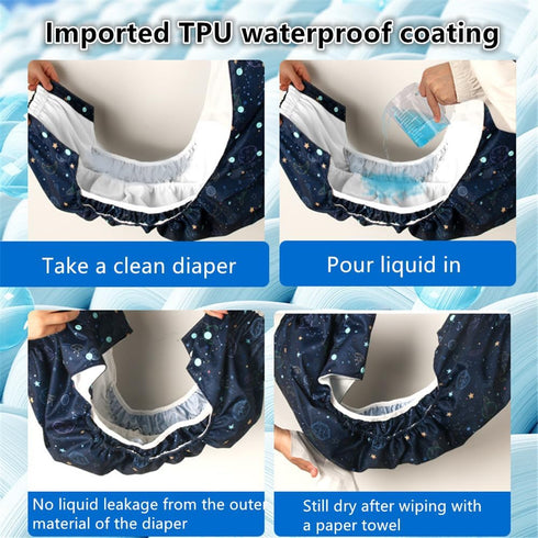 Unisex Reusable Adult Waterproof Cloth Diapers with Diaper Inserts,Adjustable Incontinence Pocket Diaper
