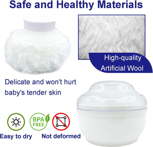 Large 3.5" Storage Body Powder Container, White After-Bath Powder Case with Hand Holder for Makeup and Baby Care