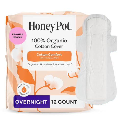 The Honey Pot Company - Prebiotic Feminine Wipes & Non-Herbal Overnight Pads Bundle - pH Balanced Natural Hygiene
