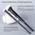 MSQ Stipple Blush Brushes, 2PCS Duo Fiber Stippling Brush Flat Top Double Stipple Makeup Brush, Great for Blending, Highlight, Blush,Contour, Cream, Foundation,Smooth & Natural (Black Stipple)