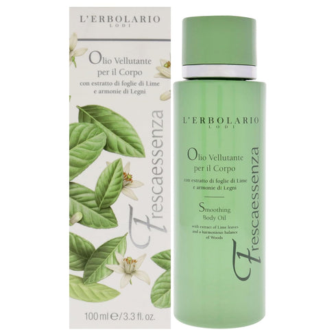 L’Erbolario Frescaessenza Smoothing Body Oil - Tightening, Toning Moisturizer with Vitamin E, 3.3 oz