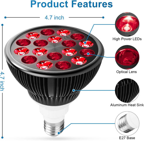 Wolezek Red Light Therapy, 18 LEDs for Body and Face with 660nm Red and 850nm Near-Infrared