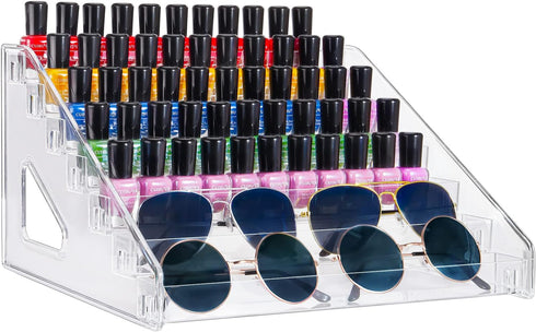 Kingtaily Nail Polish Organizer, Large Capacity 7 Layers Rack, Acrylic Stand Holder for Lipstick and Sunglasses