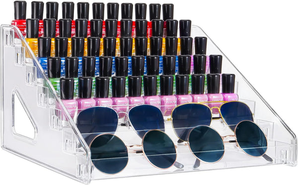 Kingtaily Nail Polish Organizer, Large Capacity 7 Layers Rack, Acrylic Stand Holder for Lipstick and Sunglasses