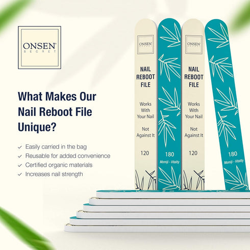 Onsen Secret Japanese Nail File, Professional 20-Pack Double Sided Natural & Acrylic Nail Filers, Disposable