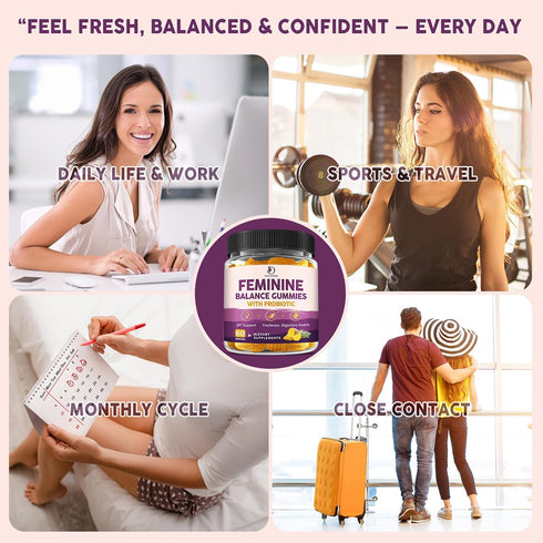 Gummies Feminine Balance Probiotic for Women Support Vaginal Health, pH Balance, Freshness & Digestive Health