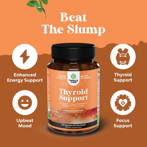 Herbal Adrenal and Thyroid Support Complex - Iodine Thyroid Supplement with L Tyrosine, Kelp, Selenium, Ashwagandha -