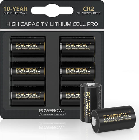 POWEROWL CR2 3V Lithium Battery, Long Lasting 6 Pack High Capacity CR15h270 CR 2 C2 Batteries Cell