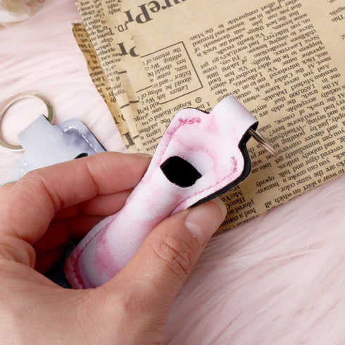 Pengxiaomei 5 Pcs Chapsticks Holder Keychain, Lip Balm Holder for Women, Stocking Stuffers for Lipstick