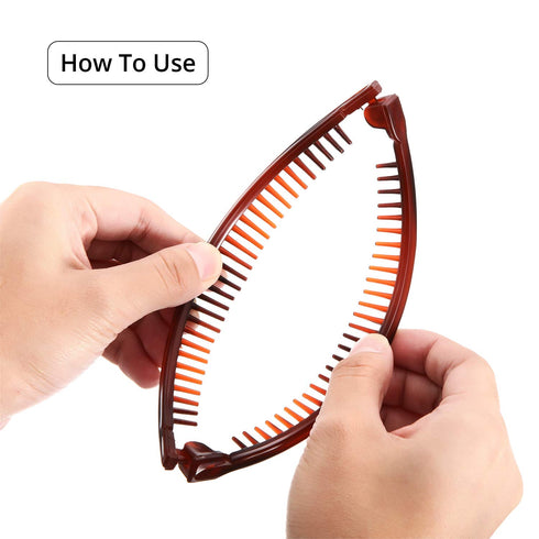 WILLBOND 6 Pcs Banana Clip Hair Clincher Combs, Classic Fish Shape Ponytail Clips for Women, Brown, White, Black