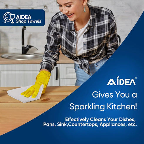 AIDEA Microfiber Cleaning Cloths, White, 100PK, Absorbent, Lint-Free, 11.5 in. x 11.5 in.