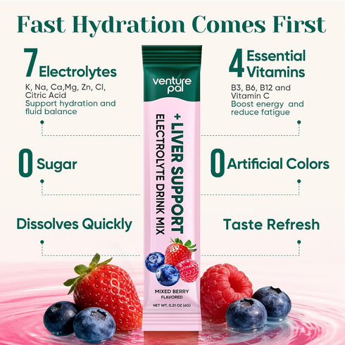 Packets Packets 7 5 16 Venture Pal Hydration + Liver Support- Liquid Daily IV Electrolyte Powder with Electrolytes