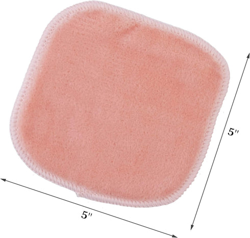 Polyte Hypoallergenic Microfiber Fleece Makeup Remover Cloth, 5 x 5 in, 10 Pack, Light Coral
