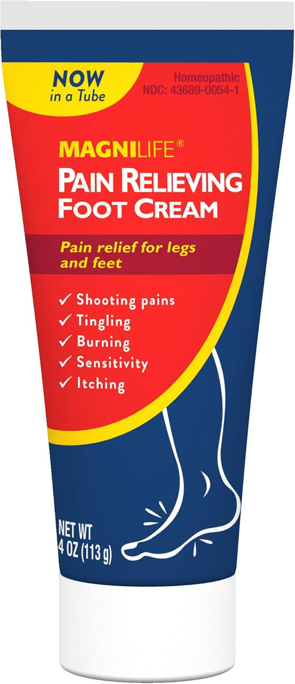 MagniLife Pain Relieving Foot Cream, All-Natural Moisturizing Topical for Soreness, Burning, Tingling, 4oz Tube